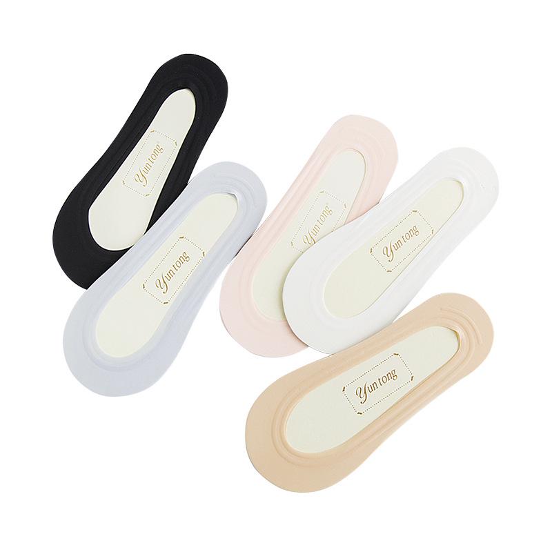 Женские нескользящие носки Ice Silk Invisible Boat Socks - дышащие, хлопковая подошва, неглубокий вырез