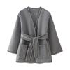Kaslead New Arrival Women's Fashion Style Stylish Simple and Versatile Ribbon Decoration Reversible Woolen Coat