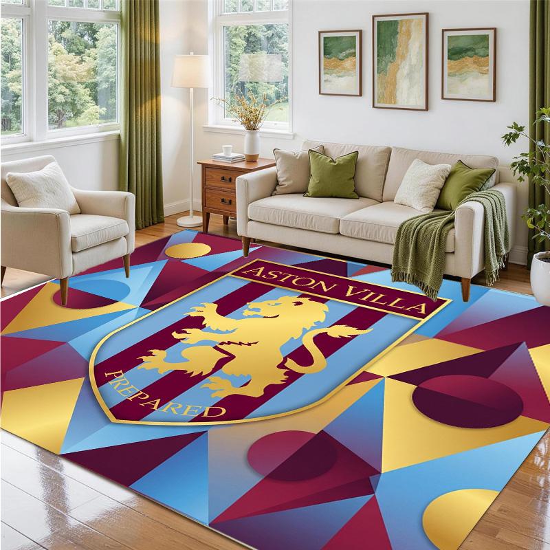 Aston Villa Football Design Crystal Velvet Rug Soft Decorative Mat for Bedroom Entrance