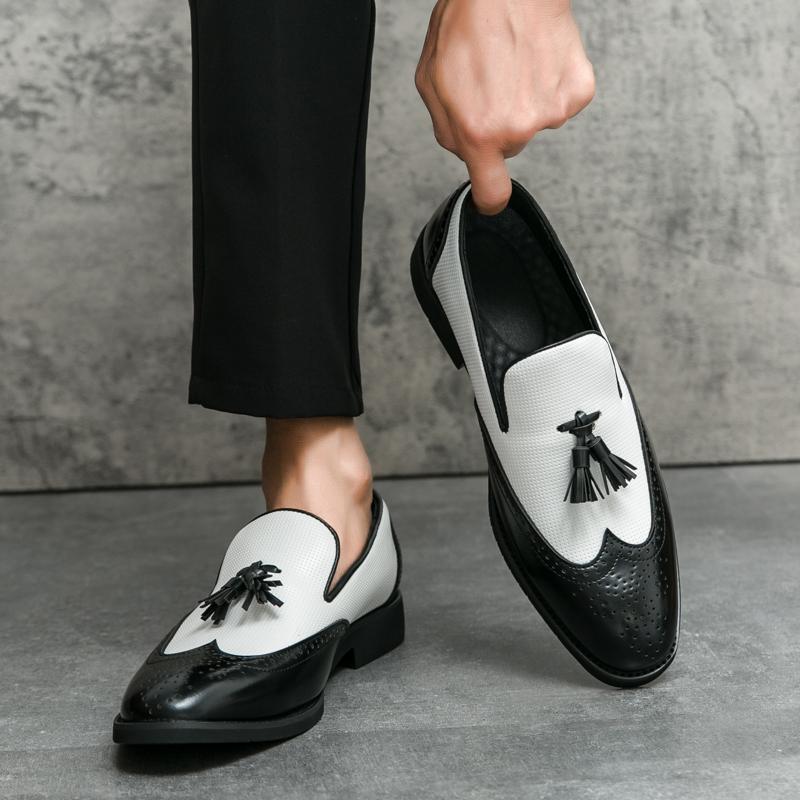 Tassel Fashion Shoe Office for Men Casual Leather Shoes Loafers Driving Moccasins Comfortable Slip On Wedding Shoes Pointed Toe