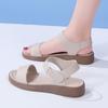 Women's Sandals Summer Beach Shoes Lazy Flat Shoes Girl Open Toe Casual Soft Walking Beige Sandals