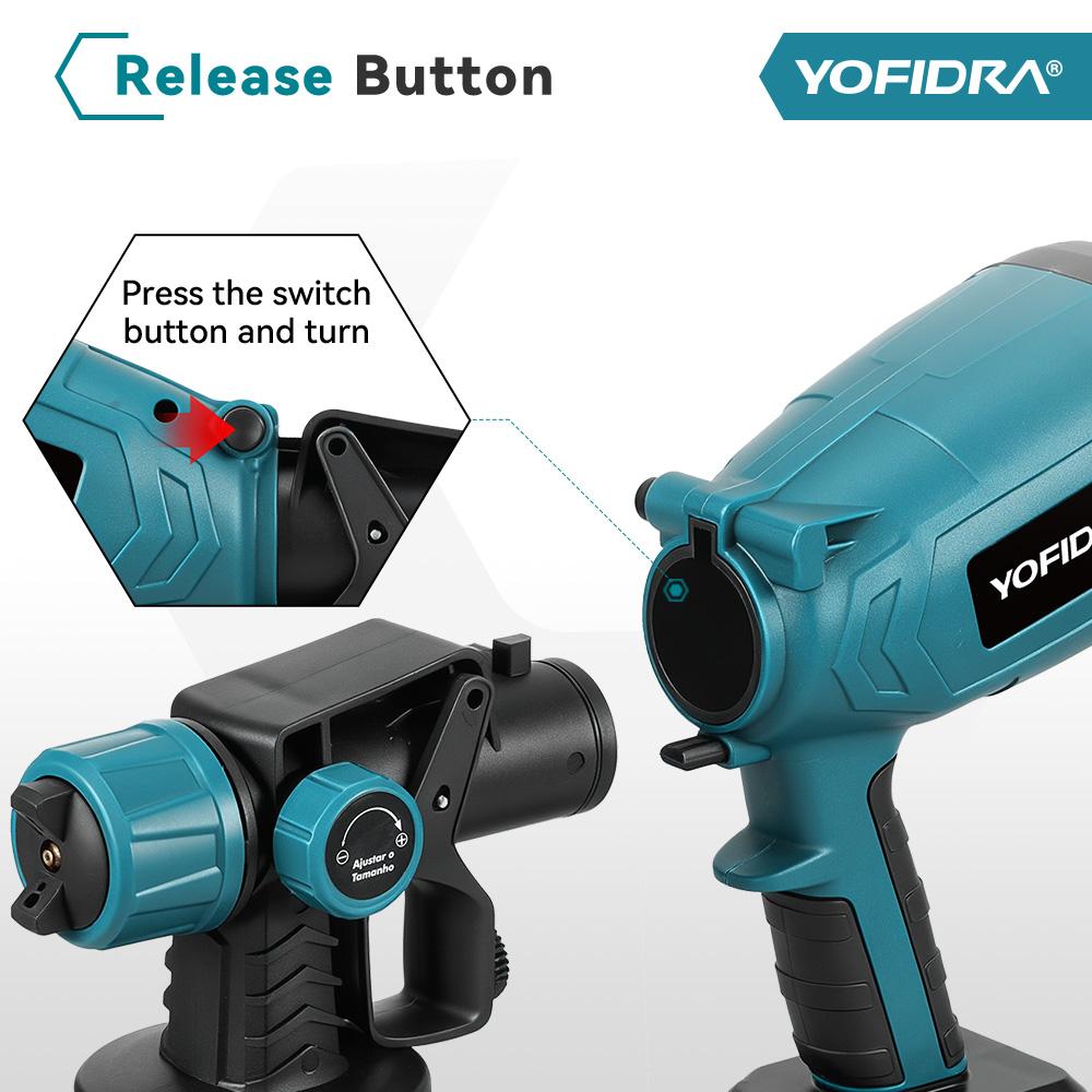 Yofidra 1000 мл Электрический краскопульт Домашний аккумуляторный распылитель Авто Мебель Стальное покрытие Аэрограф Для аккумулятора Makita 21V Штифт