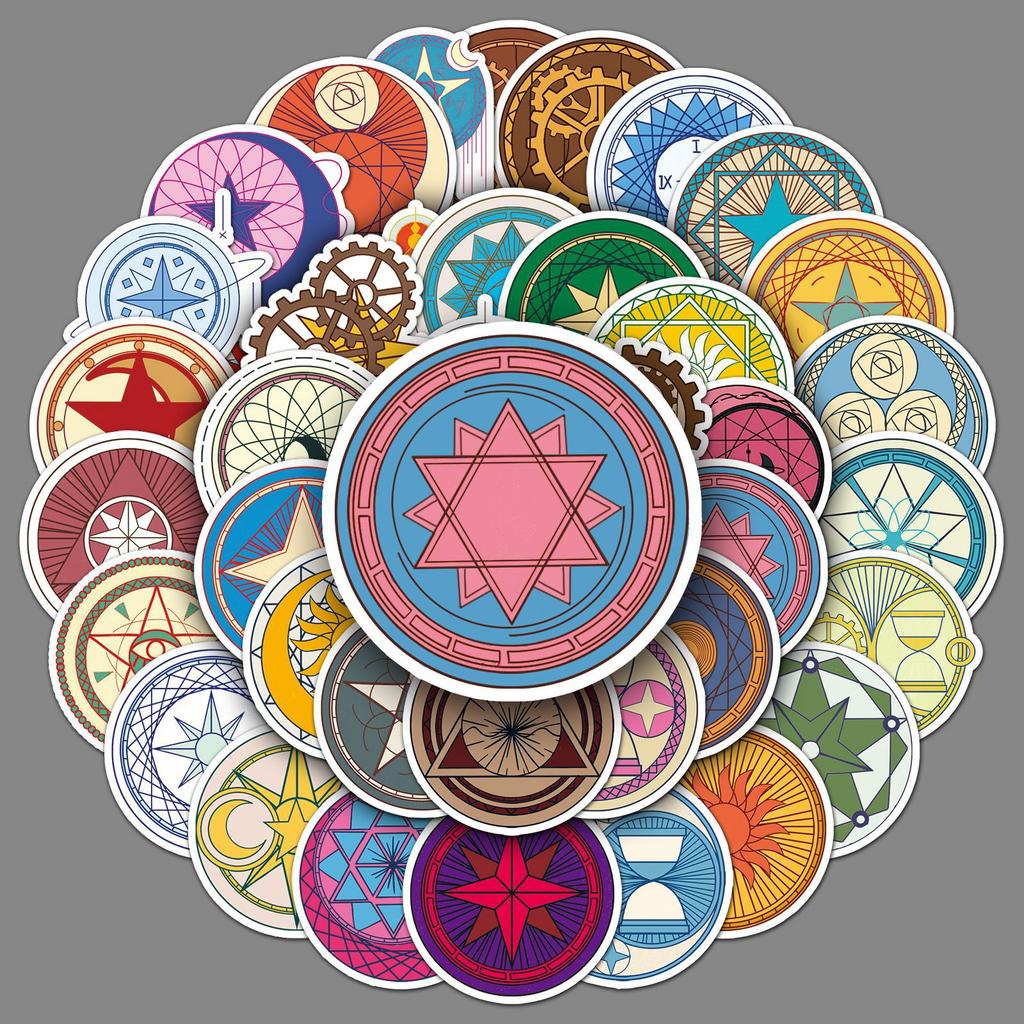 50 Magic Circle Personalized Doodle Cartoon Witch Decorative Laptop Suitcase Stickers