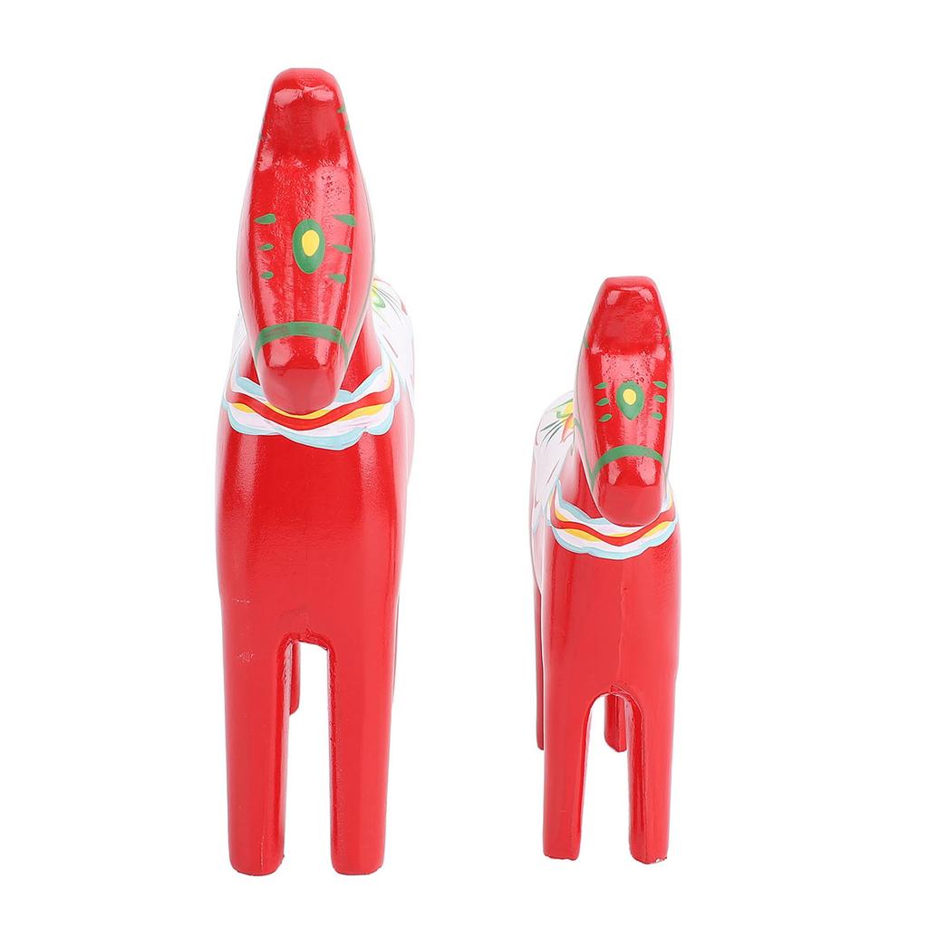 2pcs Hand Painted Swedish Wooden Horse Figurine Dalecarlian Horse Ornaments for Home Wedding Supplies