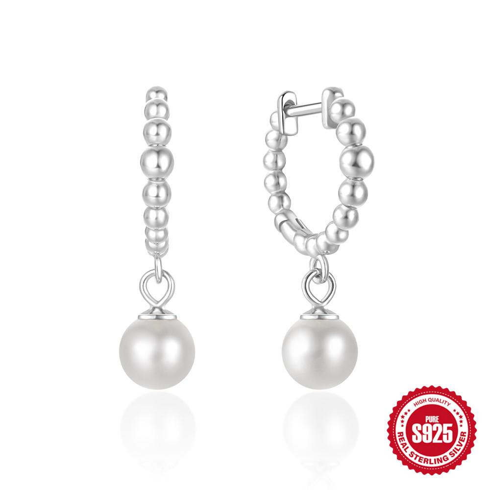 Simple Pearl Zircon S925 Sterling Silver Temperament Elegant Design Earrings Earrings Pearl Earrings