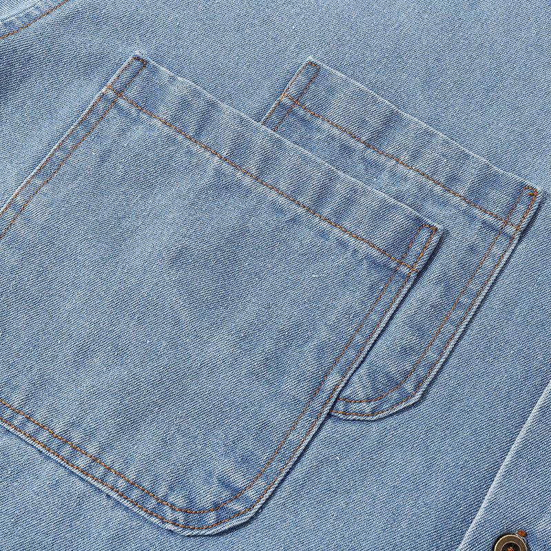 Летние джинсовые рубашки с коротким рукавом, мужские свободные рубашки с отложным воротником из хлопка, мужские уличные топы