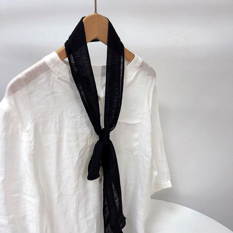 Clearance Welfare Retro Linen Square Scarf Literary And Versatile Women'S Summer Neck Protection Cotton And Linen Small Silk Scarf Scarf Printed Model