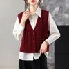 Women's Loose Wool V-Neck Sleeveless Sweater Vest for Autumn & Spring
