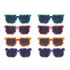 8 Pairs of Pixel Glasses Plastic Miner Themed Party Gift Pixel Design Glasses Suitable for Gaming Parties and Birthdays