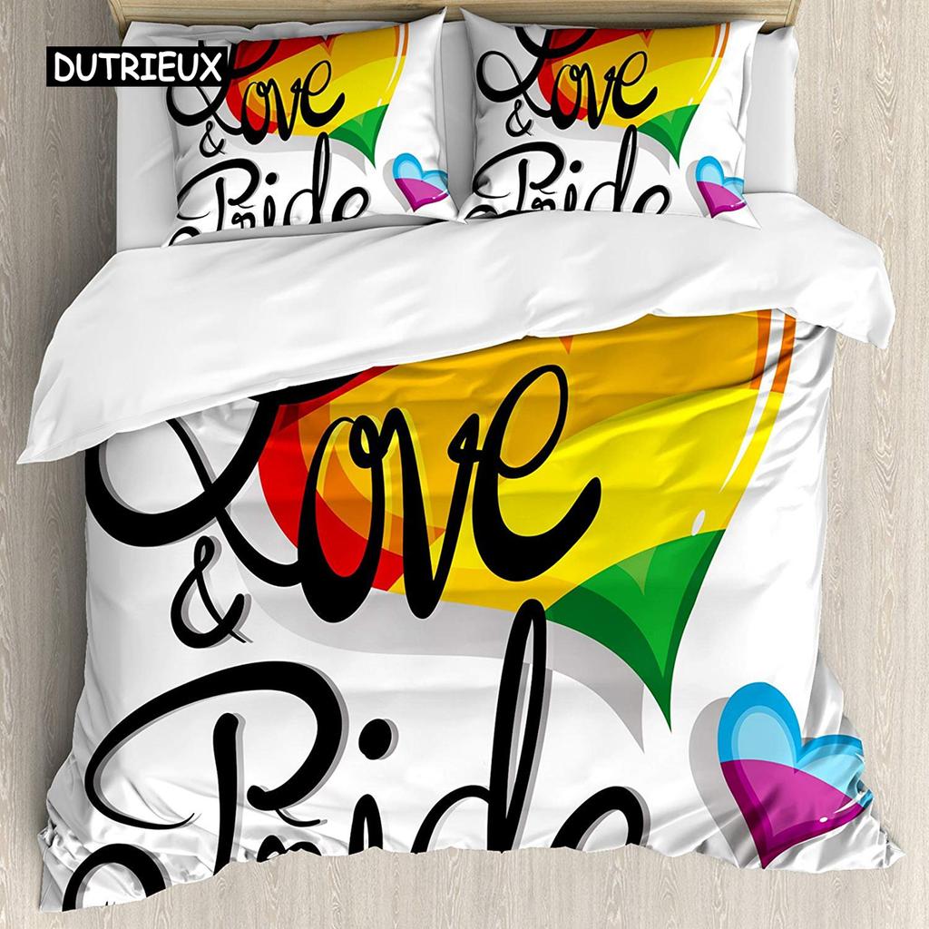 Пододеяльник с флагом гордости размера King Queen Rainbow Stripes Комплект постельного белья LGBT Pride из полиэстера для подростков, взрослых женщин и мужчин