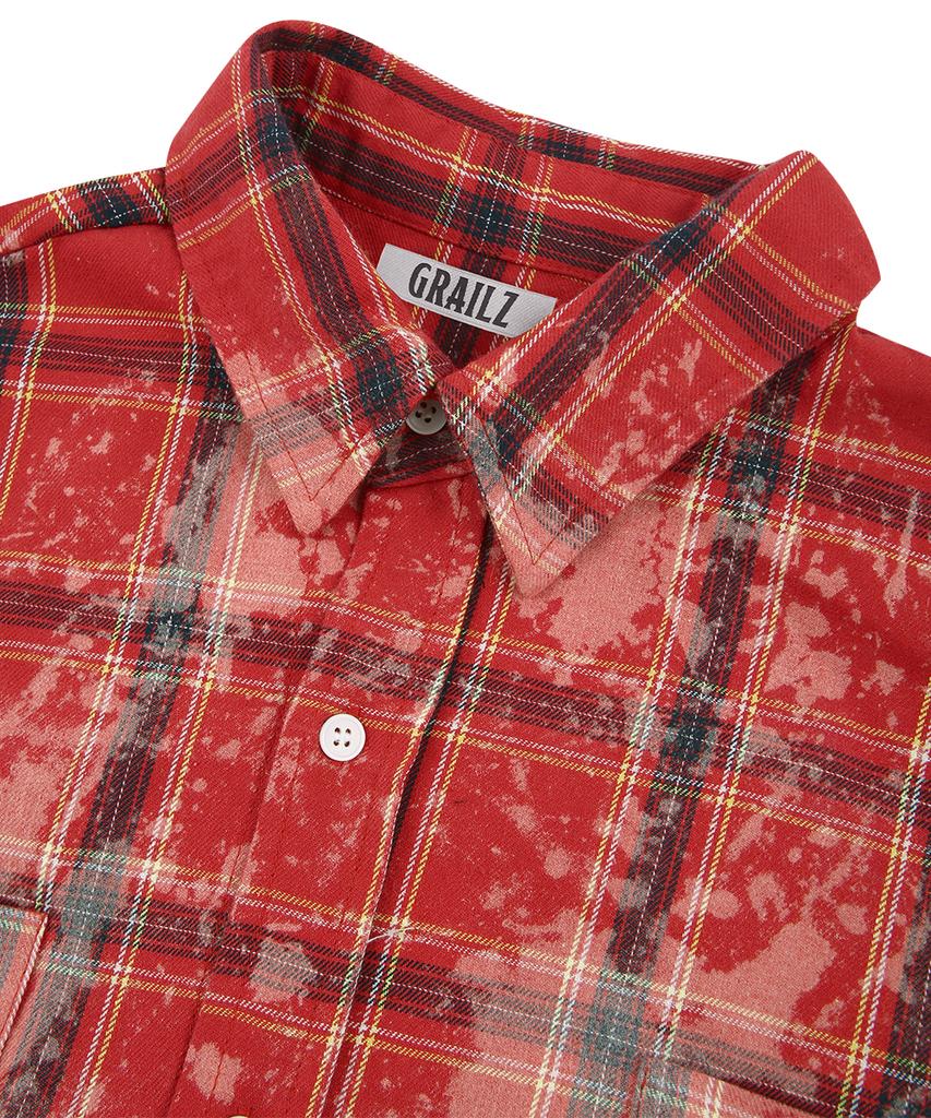 GRAILZ Bleached Plaid Shirts [Red]