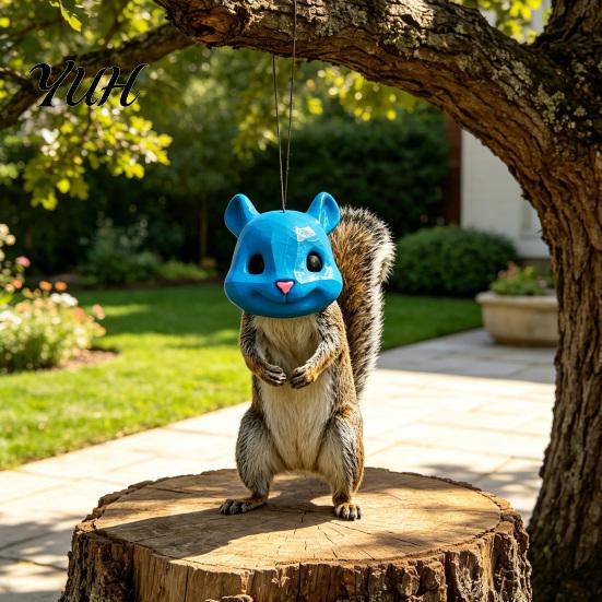 Squirrel Feeder Outdoor with Creative Simulated Head Design Durable 3D Printed Hanging Wildlife Feeding Station for Care Accessories Backyard