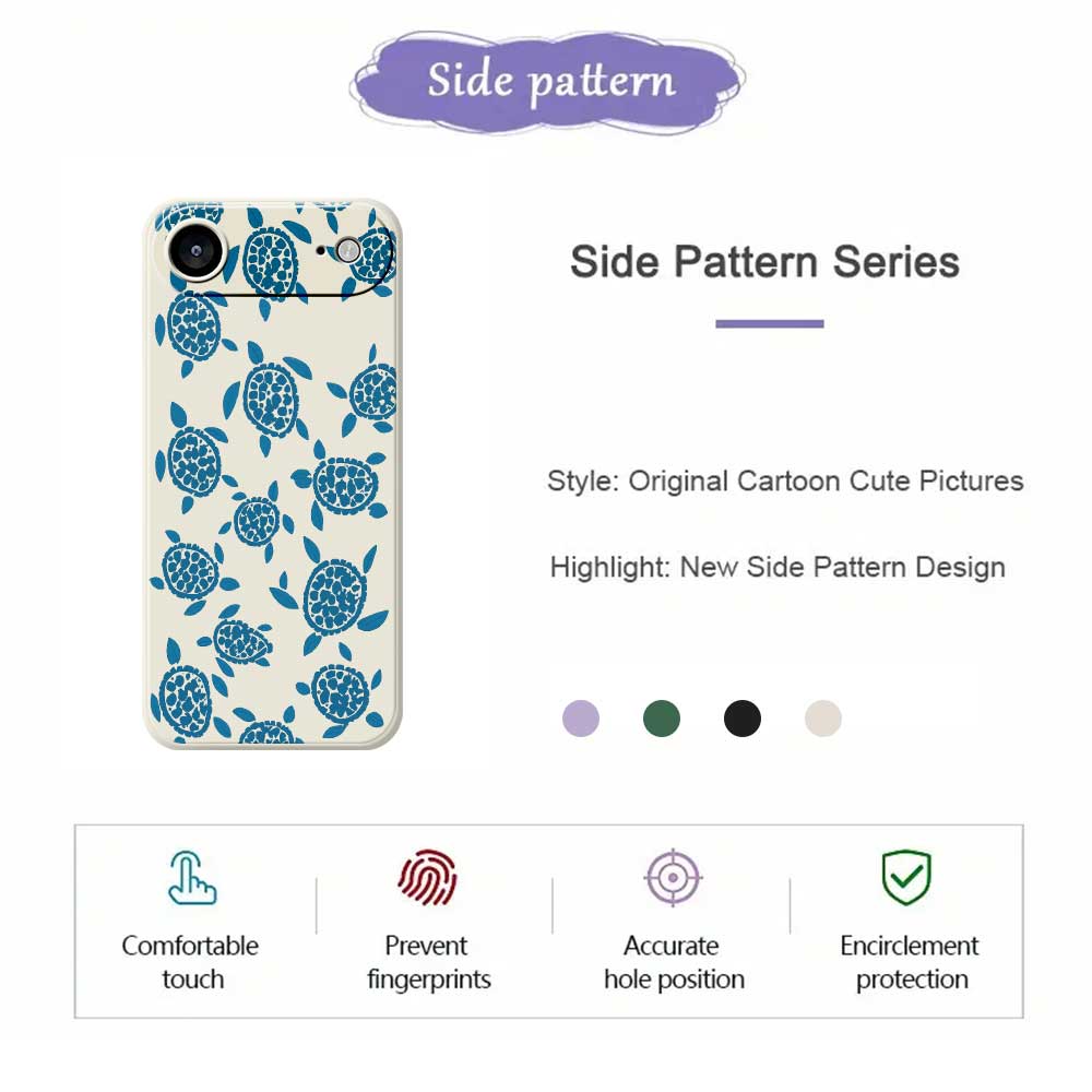 For iPhone 17 Air Case Blue Turtle Pattern Printing Straight Edge TPU Phone Back Cover