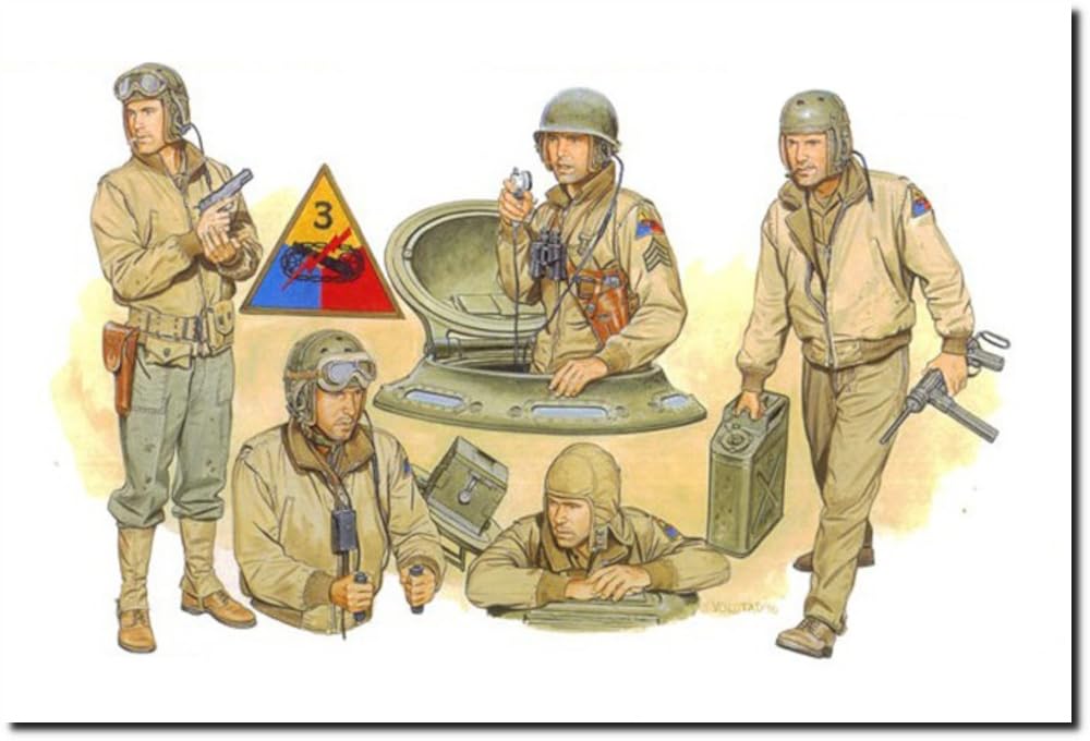 Platts Dragon WW2 Американский танковый экипаж Северо-Западная Европа 1944 Пластиковая модель DR6054 1/35 (Человек/Животное)