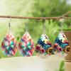 Elegant Spring Colorful Butterfly Dragonfly PU Earrings for Women Girls, Charming Insect Lucky Double Sided Print Waterdrop Earrings