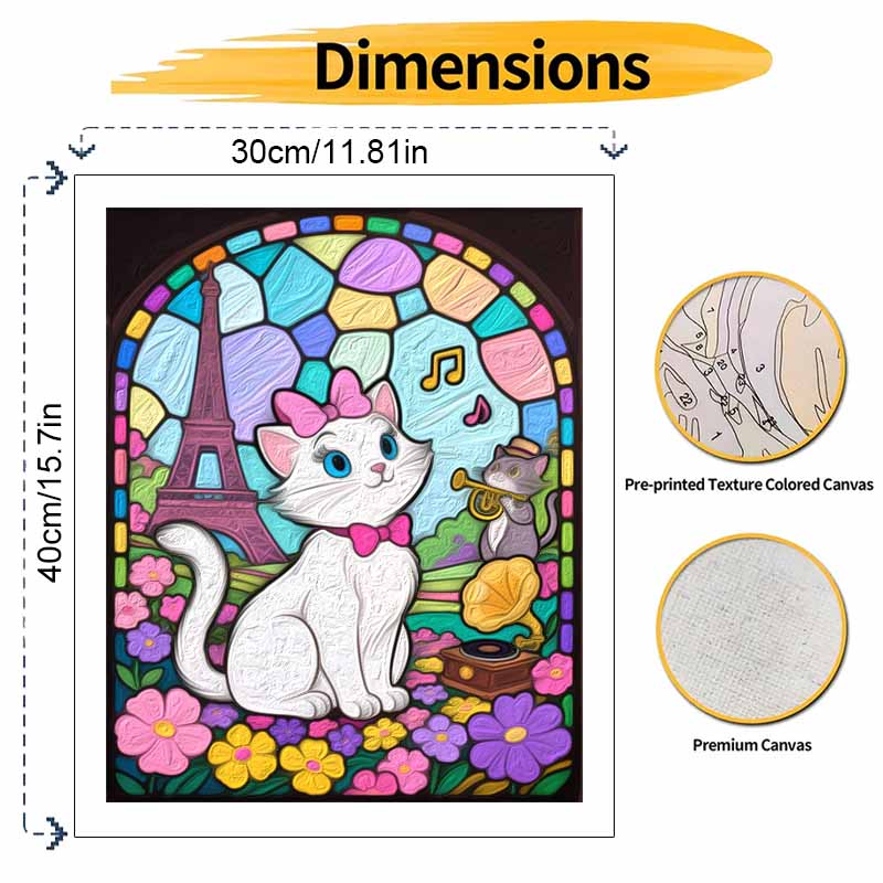 Disney oil painting hand painting art kit Paris cat coloring painting handmade diy home decoration gift