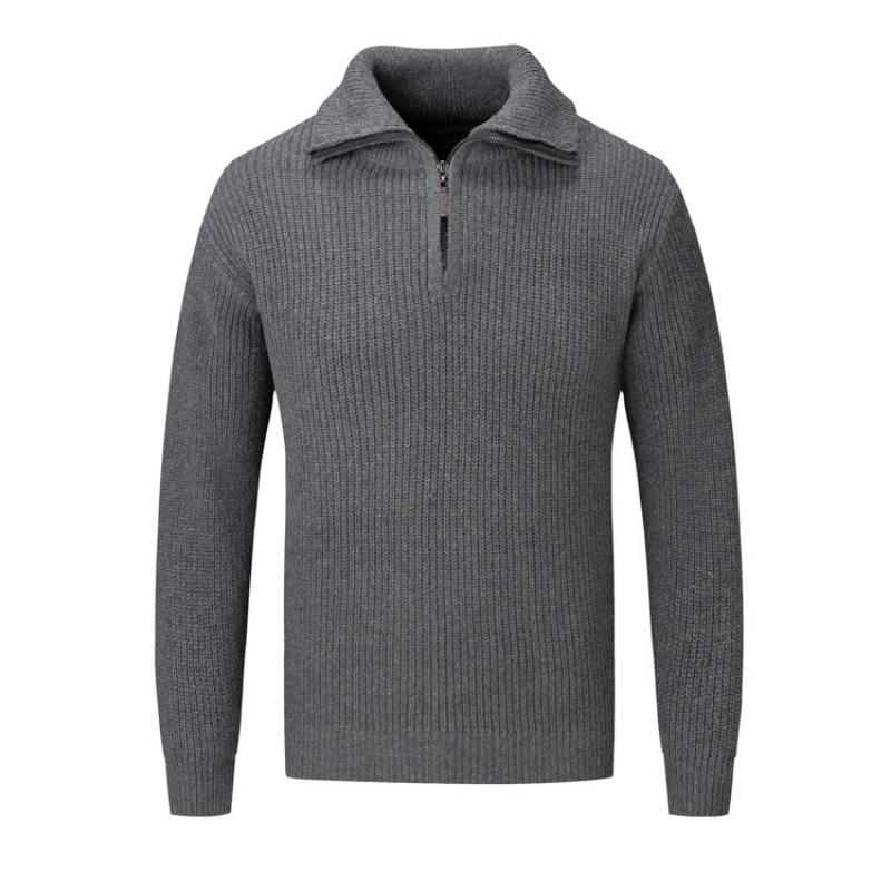 Men Half Zip Stand Collar Long Sleeve Thick Casual Knitted Pullover Sweater