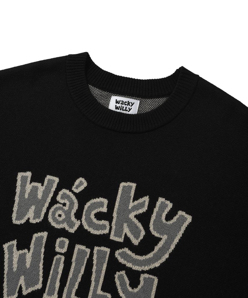 WACKY WILLY Typo Jacquard Knit Black
