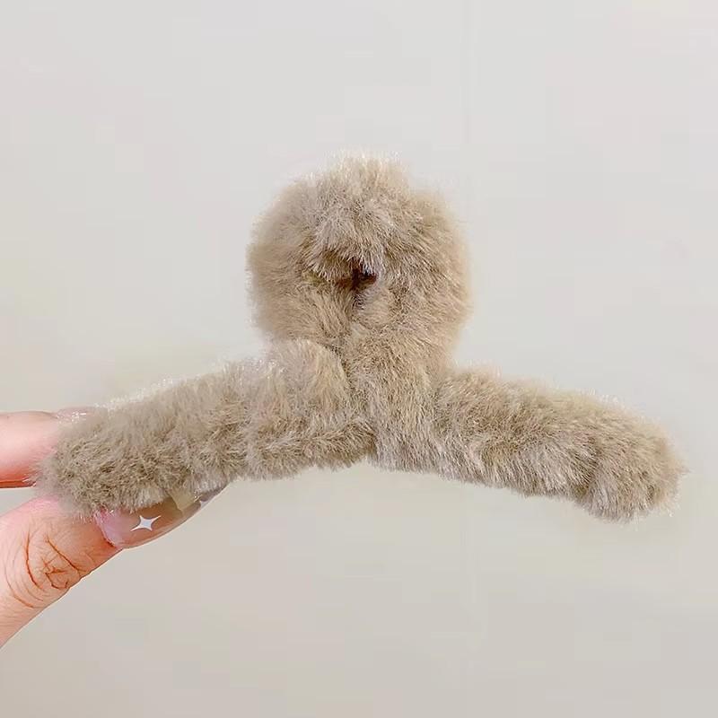 Solid Fluffy Cross Hair Claw For Women Girls Sweet Hair Ornament Plush Headband Hair Claw Clip Hairpin Hair Accessories