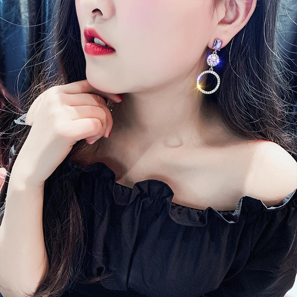 Women Long Silver Needle Asymmetric Ring Earrings Tassel Earrings