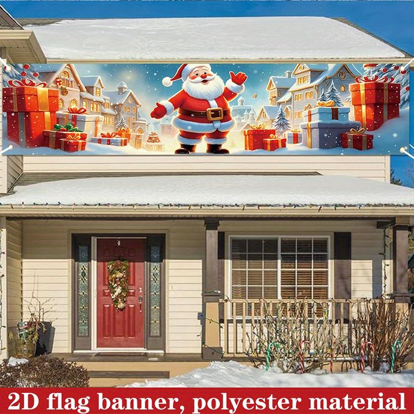 Christmas Santa Claus Yard Banner 78.7in, Outdoor Garden Fence Holiday Party Decor
