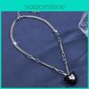 Elegant Black Heart Zirconia Necklace For Women With Delicate Crystal Pendant Design