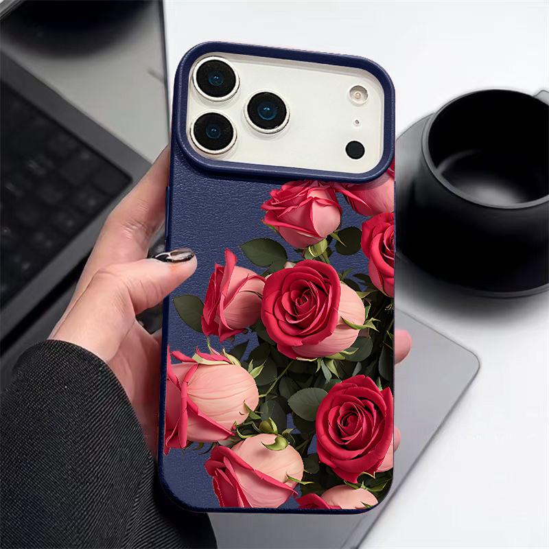Мягкий чехол для телефона с цветами роз для iPhone Air 17 16 15 14 Pro Max 13 12 Pro Max 11 16e, противоударный силиконовый чехол с текстурой кожи