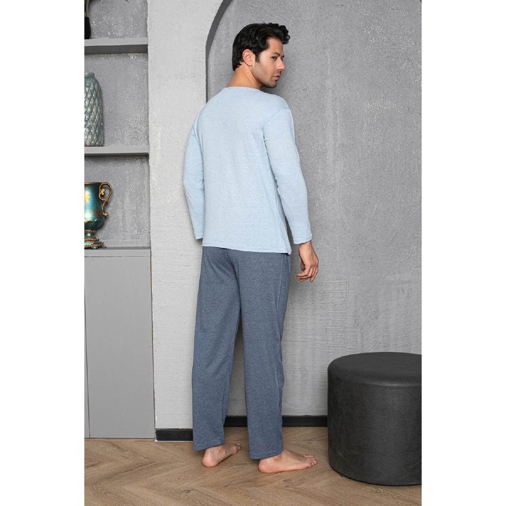 Мужской хлопковый пижамный комплект с длинными рукавами. Сезонный продукт.