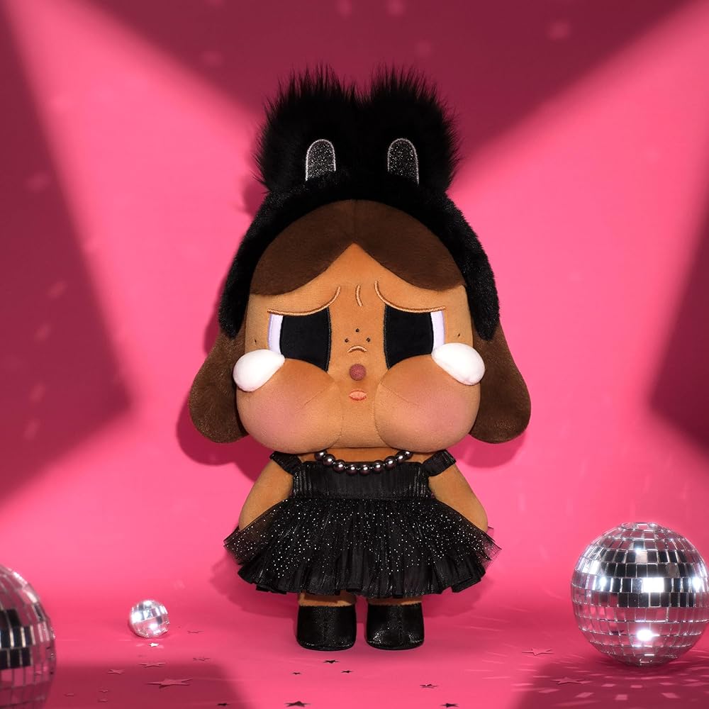 Pop Mart Crybaby Плюшевая игрушка Shiny Shiny Черная 20см Мягкое чучело животного
