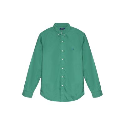 Polo Ss23 Логотип Вышитый на пуговицах воротник Длинный рукав Рубашка Мужские рубашки Jade-Green 710873089-003