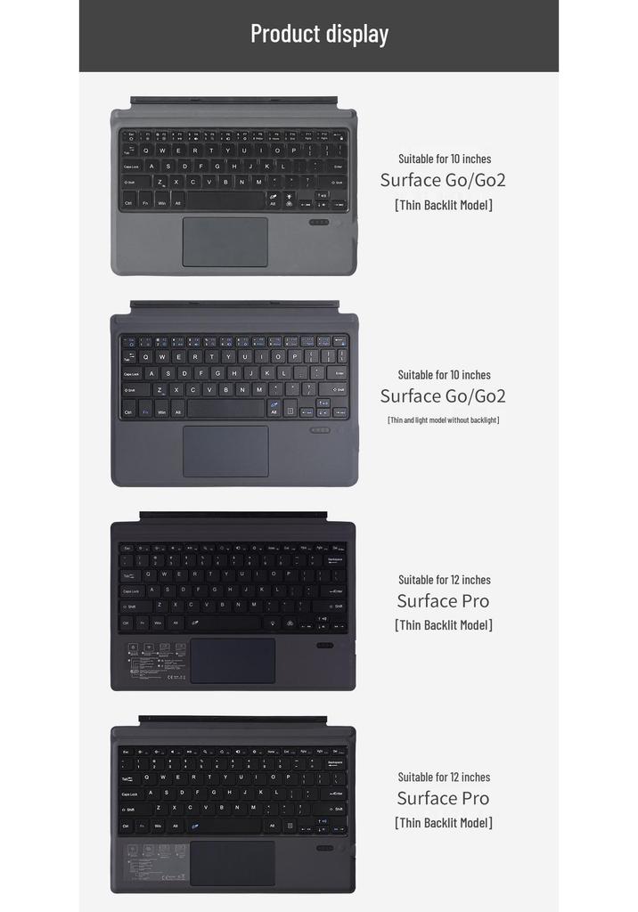 Чехол-клавиатура с подсветкой и Bluetooth, на магнитах, для Surface Pro 8/7/6/5/4/3