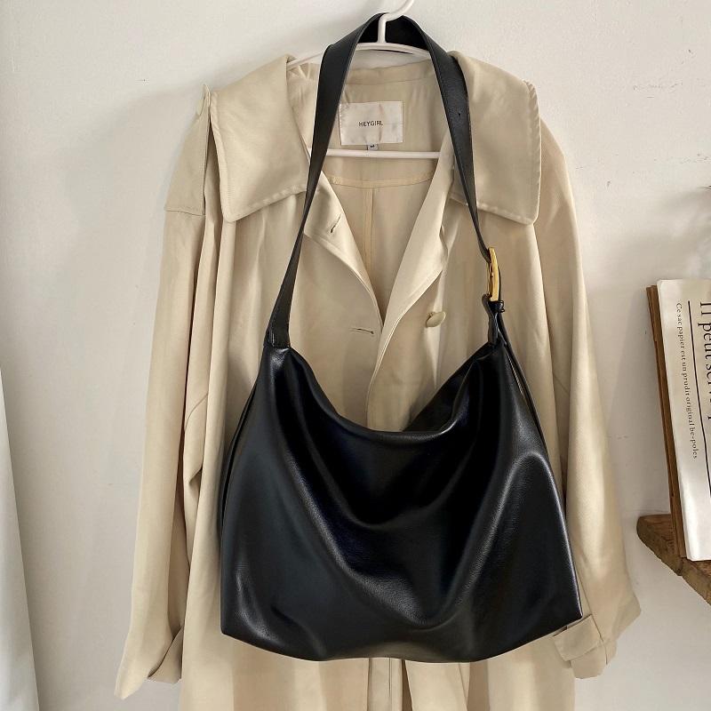 IELGY Женские сумки через плечо, большая вместимость, черные, универсальные, корейская версия, на одно плечо, для сына и мамы, простые повседневные