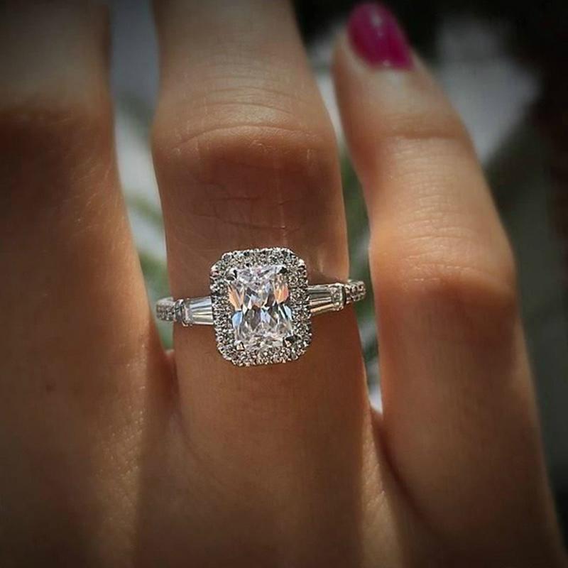 1 шт., Кольцо из белого синтетического сапфира, Помолвочное, Женское обручальное кольцо, Модная бижутерия, Аксессуары, Подарок на годовщину, Размер: 6-10