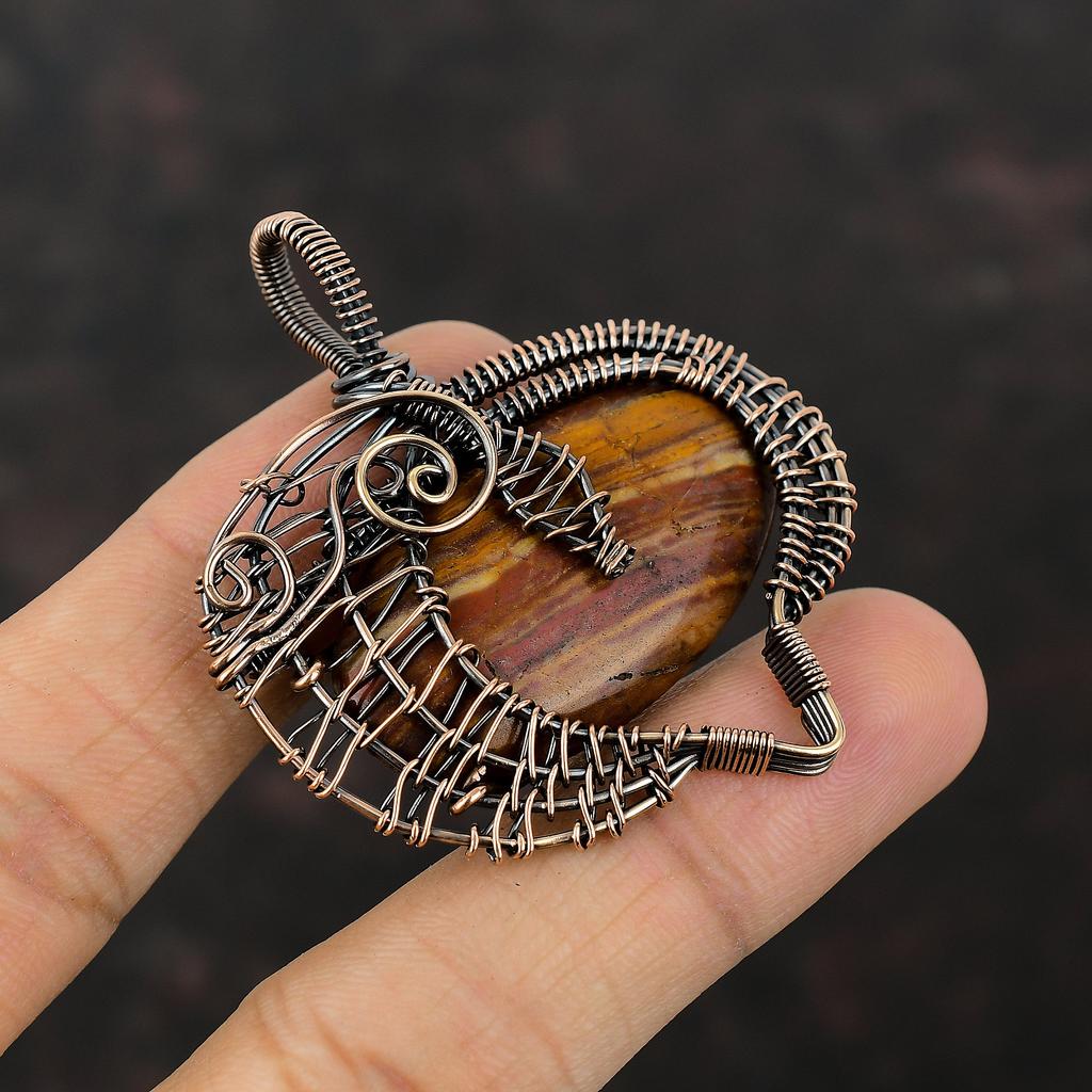 Red Snakeskin Jasper Pendant Copper Wire Wrapped Pendant Real Gemstone Copper Jewelry Handmade Pendants Gift For Bridal Wire Wrapped Jewelry
