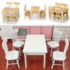 5Pcs Dining Table Chair Model 1:12 Dollhouse Miniature Wooden Furniture Toy Set