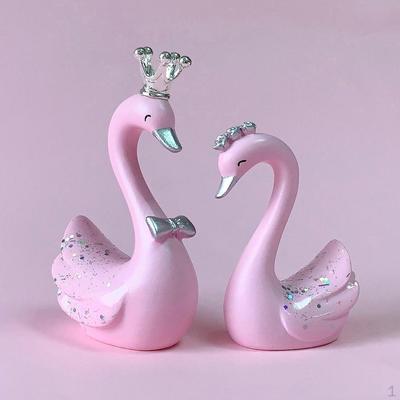 2 шт. Статуэтка лебедя из смолы, расписанная вручную, скульптура животного, украшения для садового стола и приборной панели