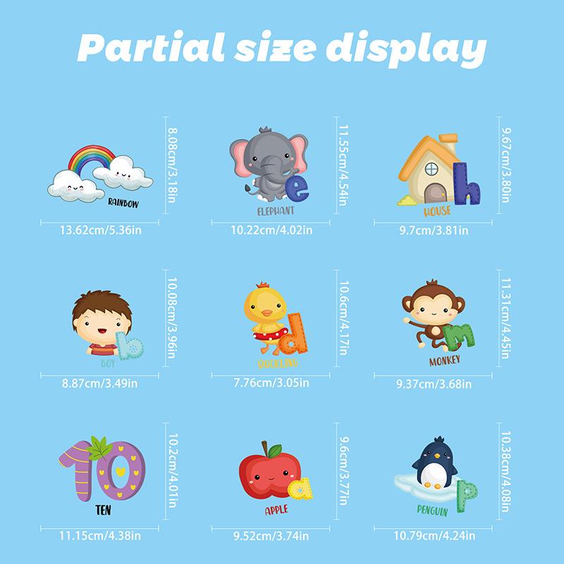 Наклейки с английскими буквами из мультфильмов, цифры, погода, раннее образование, распознавание, украшения для детской комнаты