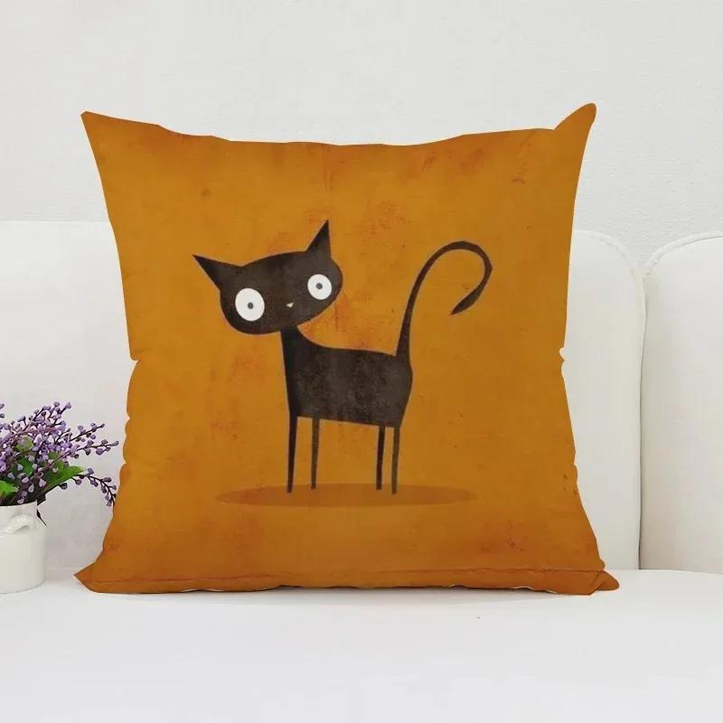 Декоративная наволочка с изображением тыквы и кошки на Хэллоуин, подходящая для дома, гостиной, дивана, спальни, декоративная наволочка