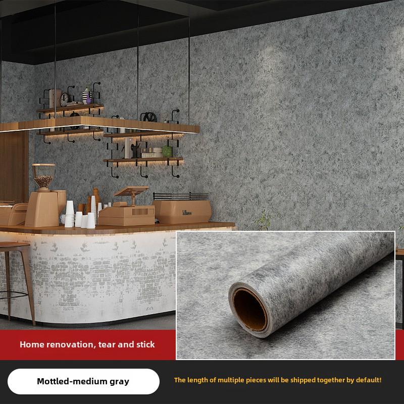 Industrial-Style Gray Micro Cement Self-Adhesive Waterproof Wallpaper for Bedroom or Clothing Store