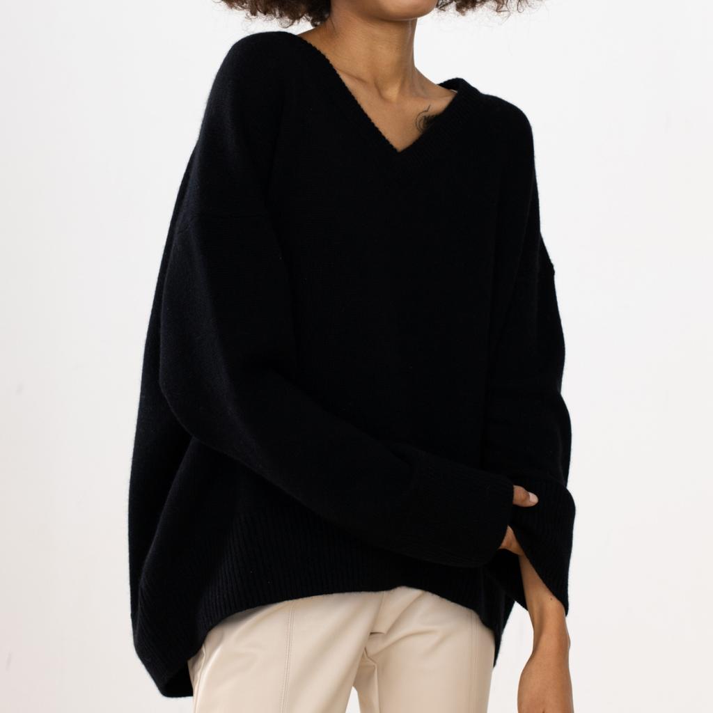 GMXIA Осенне-зимний свитер с V-образным вырезом, свободные длинные рукава