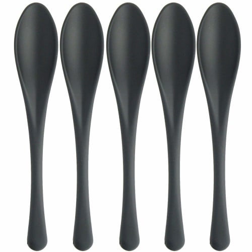Nagao Heat-Resistant Plastic Soft Spoon Set (5 pieces), Black, Dishwasher Safe, Made in Japan