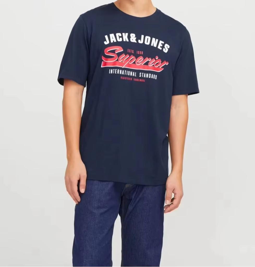 Новые мужские летние футболки Jack & Jones Mod Jjelogo с принтом логотипа, повседневная мода, повседневный стиль, идеально для весны и лета, женская футболка, топ, футболки