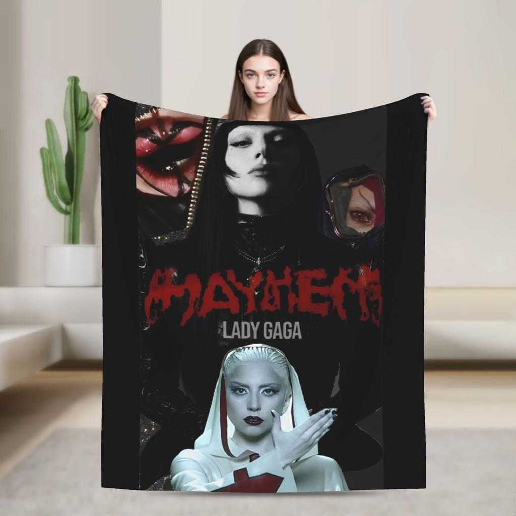 Lady Gaga Mayhem Abracadabra Knitted Blankets Fleece Lady in Red Super Warm Throw Blankets for Bed Bedspread
