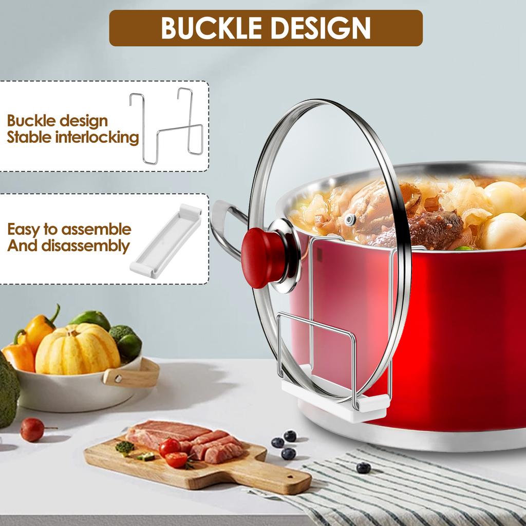 2 шт. Держатель крышки для мультиварки, кухонный держатель крышки для кастрюли, органайзер для крышек кастрюль, подставка для крышек кастрюль из нержавеющей стали с силиконовой подставкой