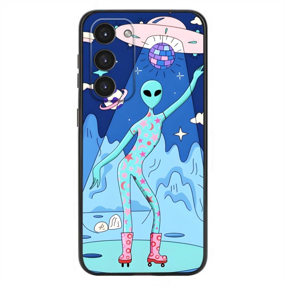 Funny Space UFO Alien Thing Phone Case For Samsung Galaxy A20,21s,22,31,32,52,53,72,73,80,91 Soft Liquid Silicone Black Cover
