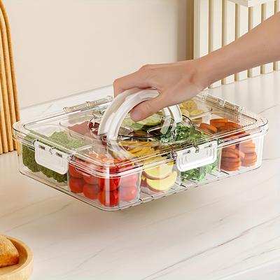 Разделенный поднос для сервировки с крышкой, Контейнер для хранения продуктов, Ланч-бокс, Контейнеры для закусок с 8 отделениями, Контейнеры для хранения фруктов