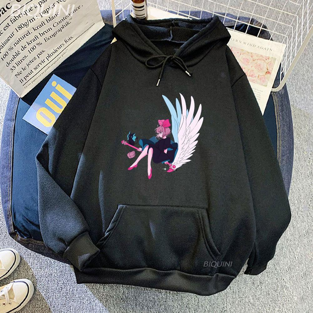 Сакура Киномото Волшебная служба доставки толстовки с длинным рукавом женские/мужские толстовки с героями мультфильмов зимние повседневные удобные пуловеры с капюшоном