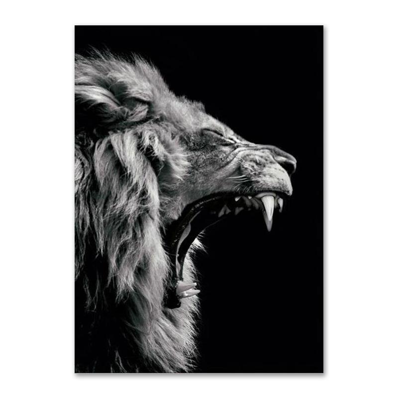 Черно-белый лев, семейный плакат с принтом, отец, мать, дети, холст, настенное искусство, домашняя живопись, картины, украшение для спальни, эстетическое искусство