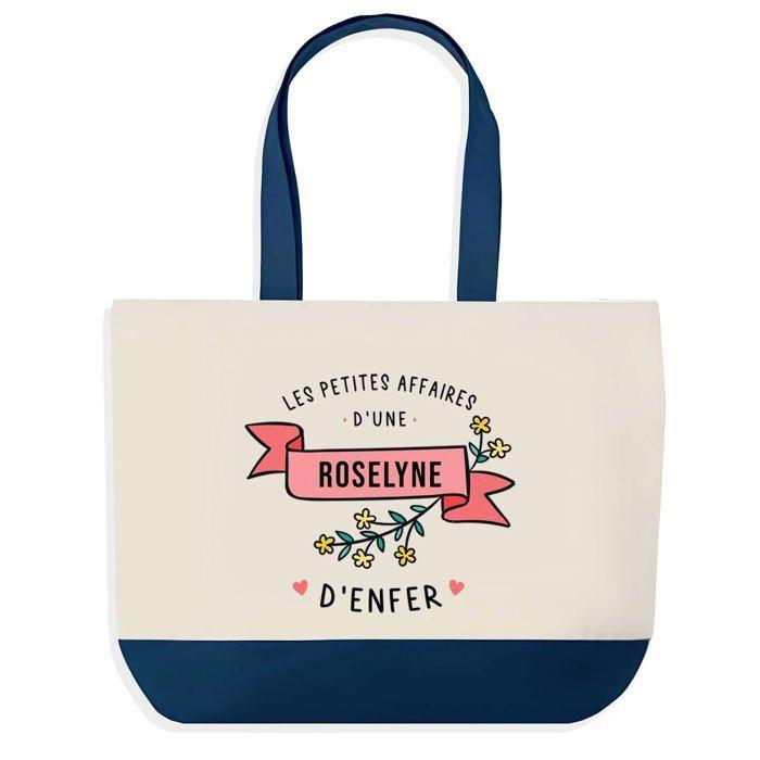 Tote bag - PLANETEE - Roselyne Les Affaires d'Enfer - fond bleu - coton - 40x45 cm