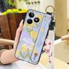 Back Cover Anti-knock Phone Case For Realme C53/Narzo N53 Wrist Strap Phone Holder Dirt-resistant Waterproof Ring Flower